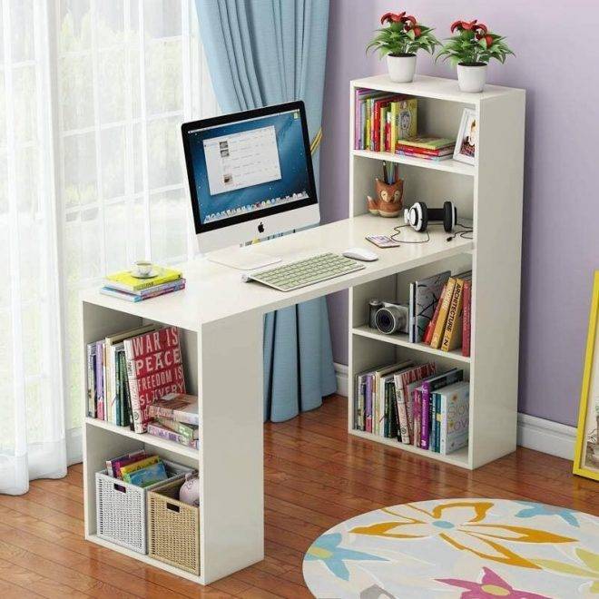 Bàn làm việc có giá sách có độ bền cao 