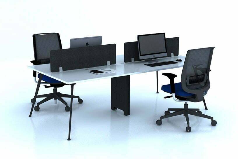 Bàn làm việc 4 người hình chữ nhật có vách ngăn không tủ